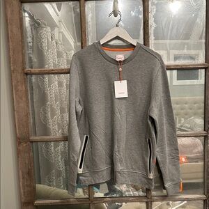 Swims Men's Crewneck Sweater in Gray with Orange Accents and Zip Pockets M